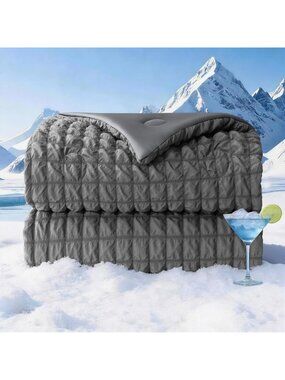 King Size Reversible Seersucker Cooling Comforter - Lightweight Summer Blanket